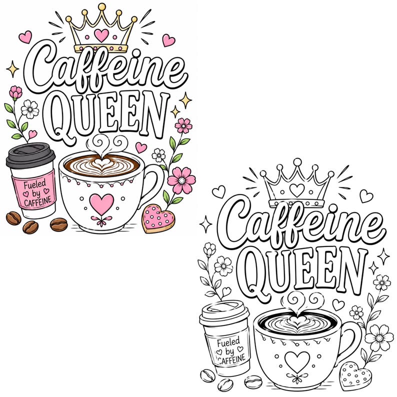 Coffee & Wine Moments Coloring Pages | Complete Collection Vol 1-2 | 30 PDF | Instant Download image 4