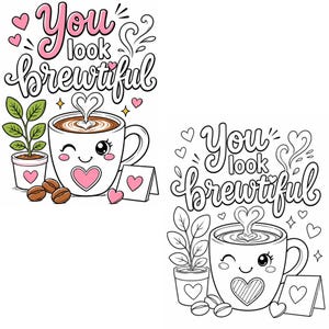 Coffee & Wine Moments Coloring Pages | Complete Collection Vol 1-2 | 30 PDF | Instant Download image 15