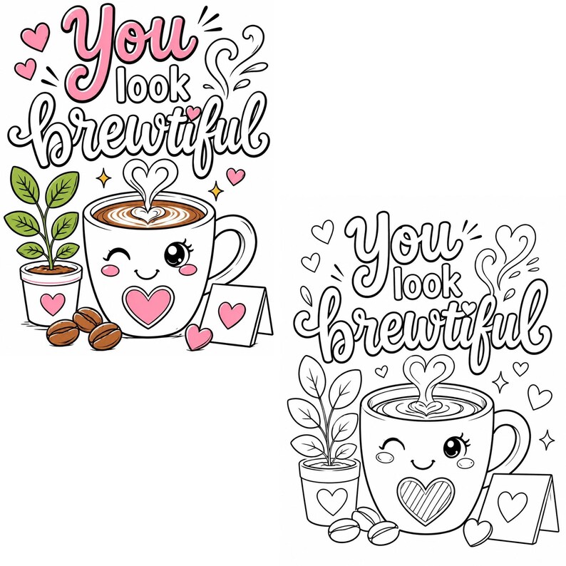 Coffee & Wine Moments Coloring Pages | Complete Collection Vol 1-2 | 30 PDF | Instant Download image 15
