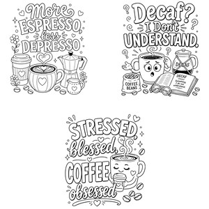 Coffee & Wine Moments Coloring Pages | Complete Collection Vol 1-2 | 30 PDF | Instant Download image 13