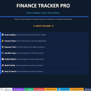 Freelancer Finance Tracker Excel | Income Expense Tracker | ROI & Ads Tracker | Budget Planner | Small Business Spreadsheet
