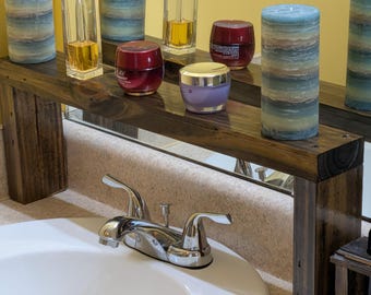 Handmade Pine Wood Shelf, Bathroom Countertop Storage, Kitchen Plant Organizer