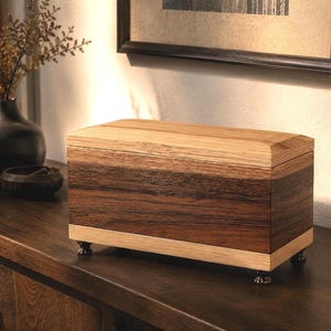 Handcrafted Mayan Walnut Hickory Keepsake Box, Wedding Memory Box, Minimalist Wood Storage Chest