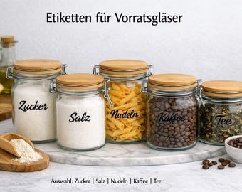 Personalisierbare Vorratsglas Etiketten | Küchen Aufkleber Set | Minimalistisch | Gewürz & Vorratsdosen Labels