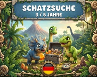 Dinosaurier Schatzsuche Schnitzeljagd - Spiel ausdrucken - Kindergeburtstag Aktivität