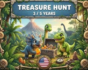 Dinosaur Treasure Hunt Scavenger Hunt - Printable Game for Kids - Birthday Party Activity - Ages 3 4 5
