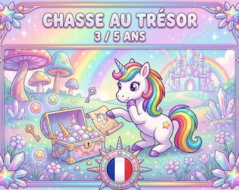 Chasse au Trésor des licornes magiques - Jeu à imprimer - Activité Anniversaire Enfant 3 4 5 ans - Énigme Fête