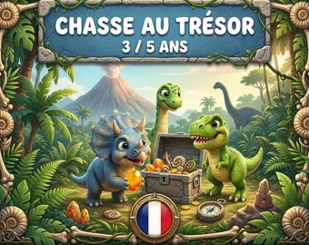 Chasse au Trésor dinosaures - Jeu à imprimer - Activité Anniversaire Enfant 3 4 5 ans - Énigme Fête