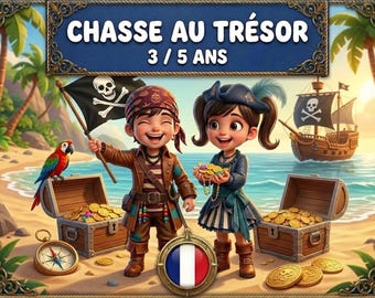 Chasse au trésor Pirate - 3 4 5 ans - Jeu à imprimer - Activité anniversaire enfant - Cadeau enfant original