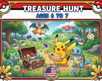 Pokemon Treasure Hunt Scavenger Hunt - Printable Game for Kids - Birthday Party Activity - Ages 6 to 7