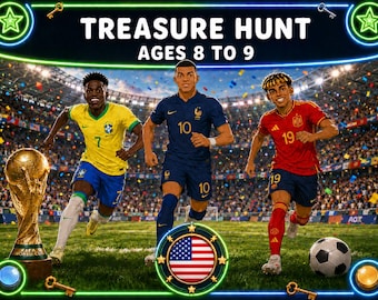 The Football World Cup Treasure Hunt Scavenger Hunt - Printable Game for Kids - Birthday Party Activity - Ages 8 to 9