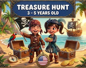Pirate Treasure Hunt 3-5 | Printable Scavenger Game | Birthday Activity at Home