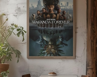 Locandina del film Wakanda Forever, illustrazione di Black Panther, decorazione da parete arrotolata, regalo per i fan, decorazione per la casa, oggetto da collezione degli Avengers
