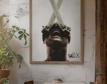 Locandina del film horror Saw X, grafica del film Jigsaw, stampa cinematografica dark