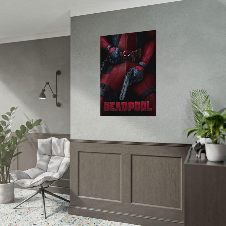 Póster de la película Deadpool (enrollado) / Arte mural de superhéroes imagen 3