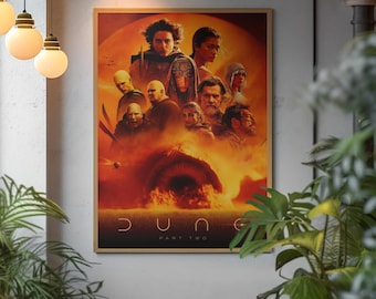 Póster de la película Dune Parte Dos, pósteres enrollados / Arte de películas de ciencia ficción, collage del desierto naranja