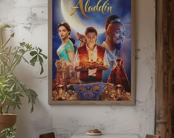 Locandina del film Aladdin arrotolata / Poster cinematografico fantasy da parete