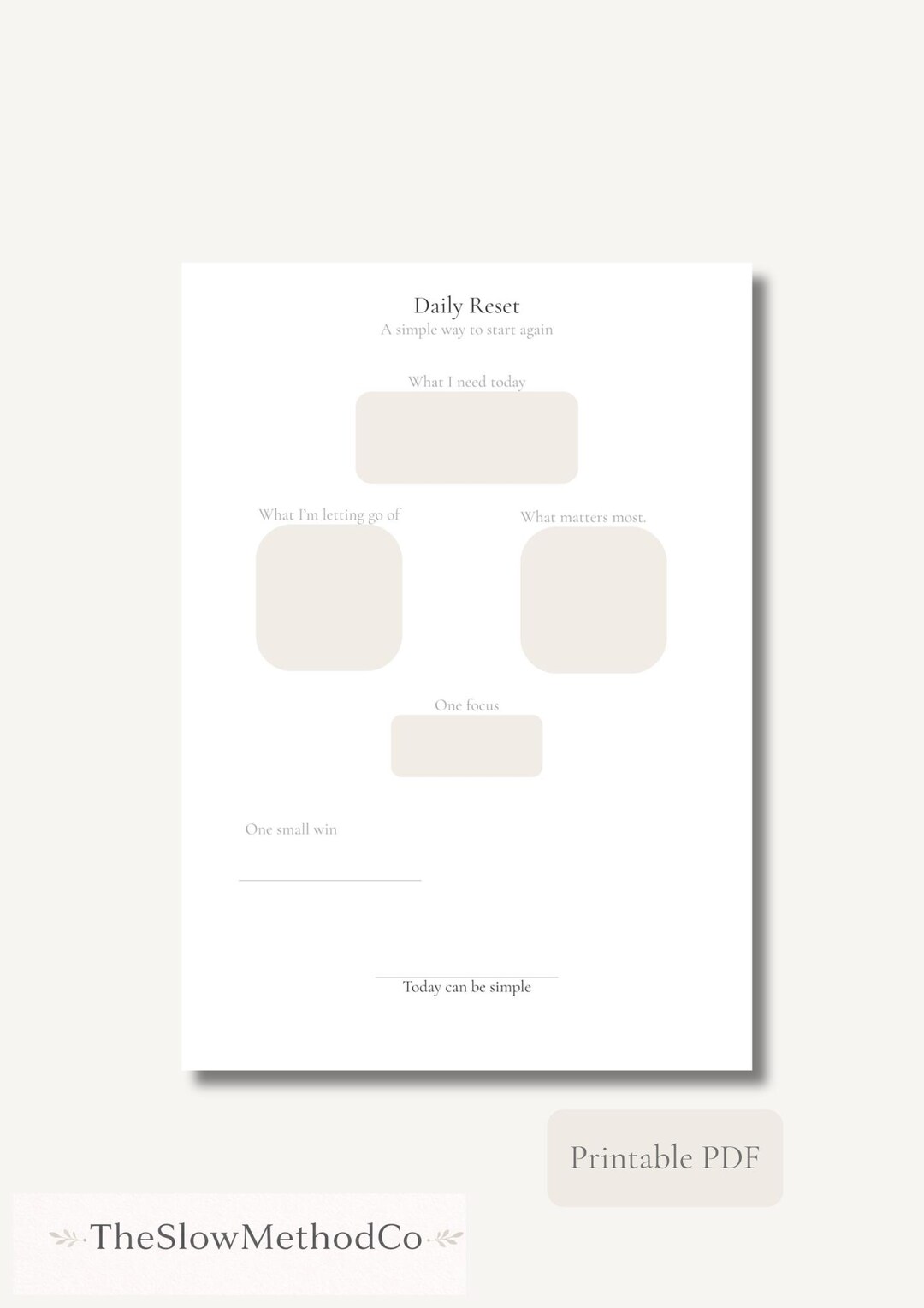 Daily Reset Printable | Minimal Planner Page | ADHD Friendly Worksheet ...