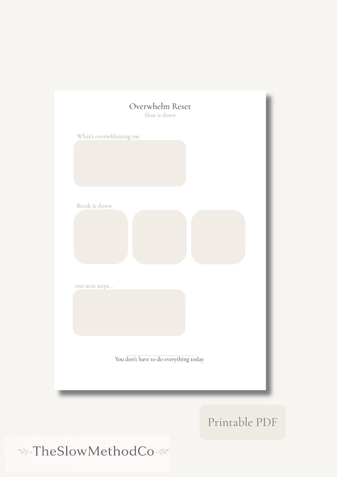 Overwhelm Reset Printable | Anxiety Worksheet | ADHD Friendly Planner ...