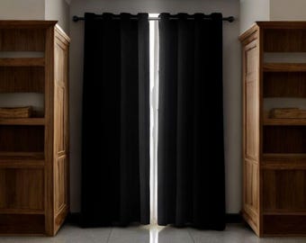 Black Blackout Curtains 52x84 Set of 2 Thermal Insulated Room Darkening Panels Noise Reducing Bedroom Drapes Grommet Window Curtains