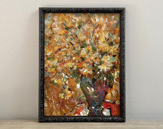 Vintage Oil Painting Abstract Flower Arrangement