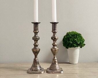 Made in Hong Kong, Taper Plated Candle Holder up to 3.25 Candle Vintage Solid Brass Candle Holder