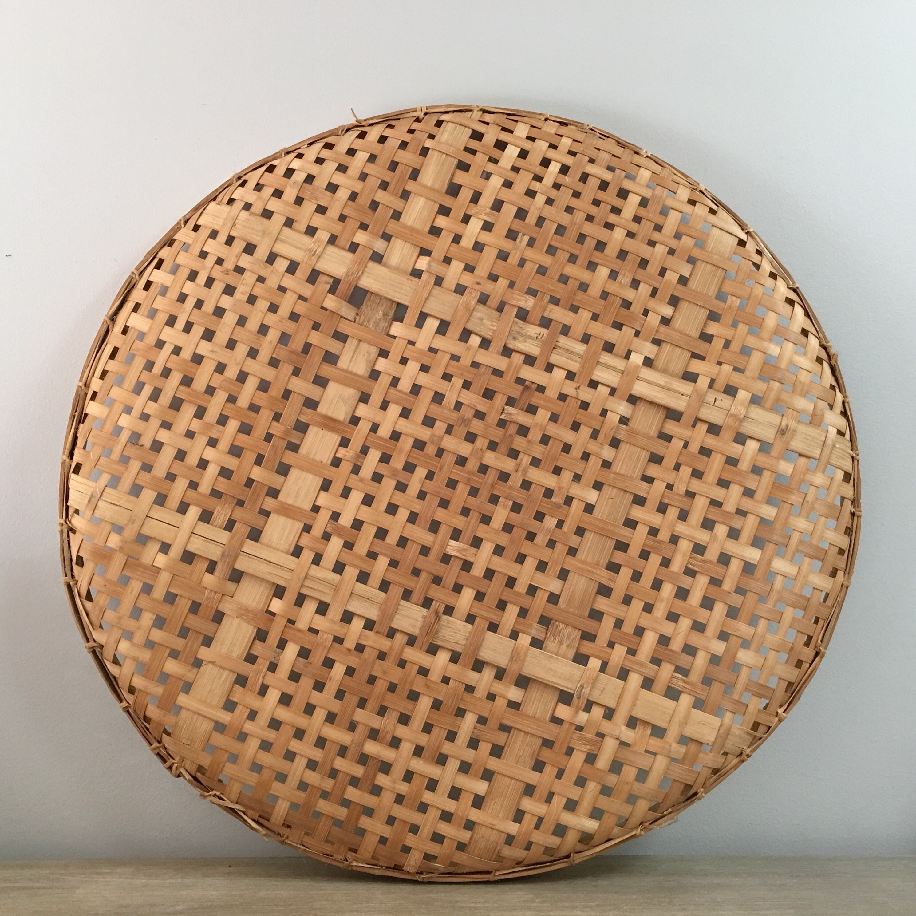 Large Winnowing Basket 27 Woven Bamboo Basket Open Weave