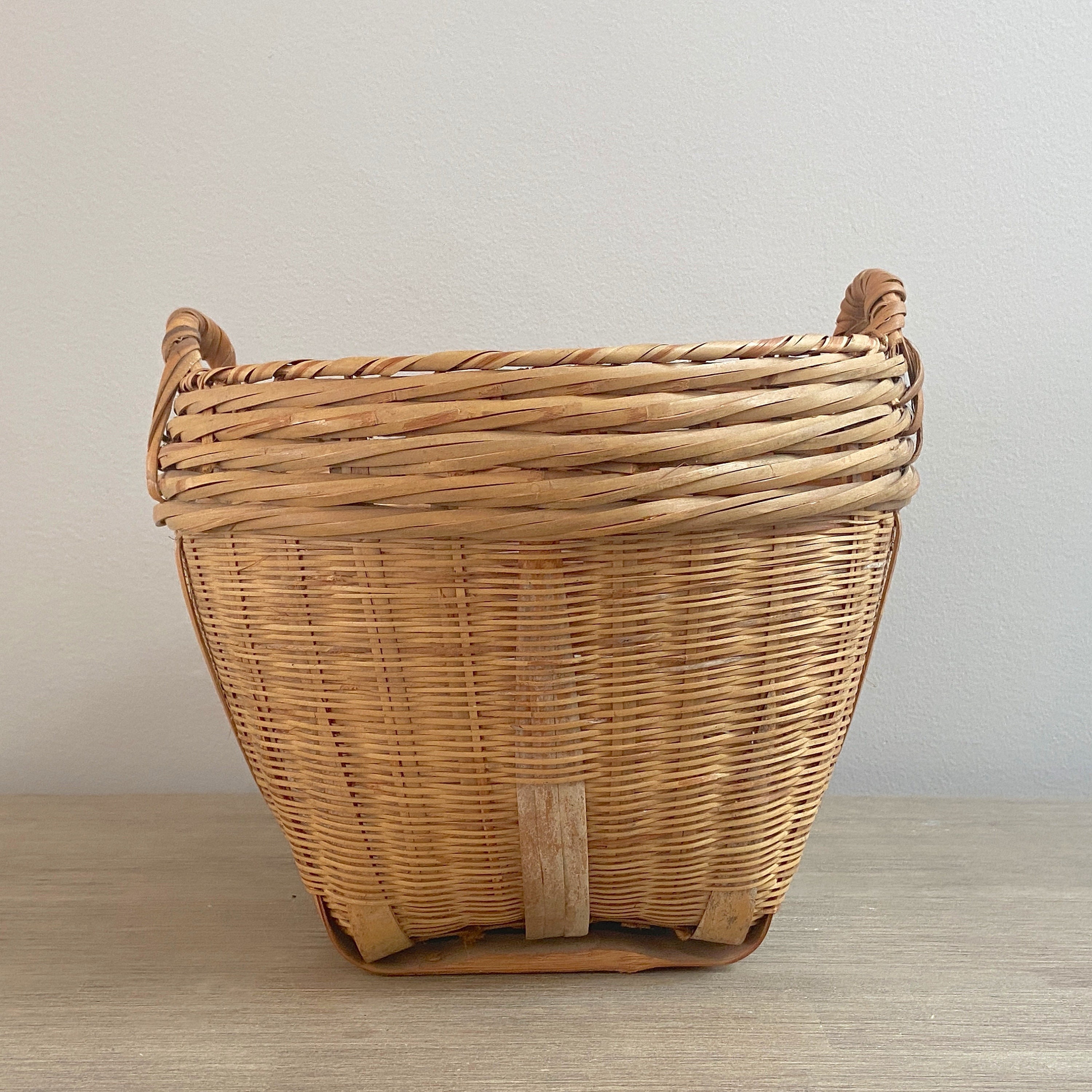 Bamboo Plant Basket Woven Wicker Planter Coastal Boho Decor