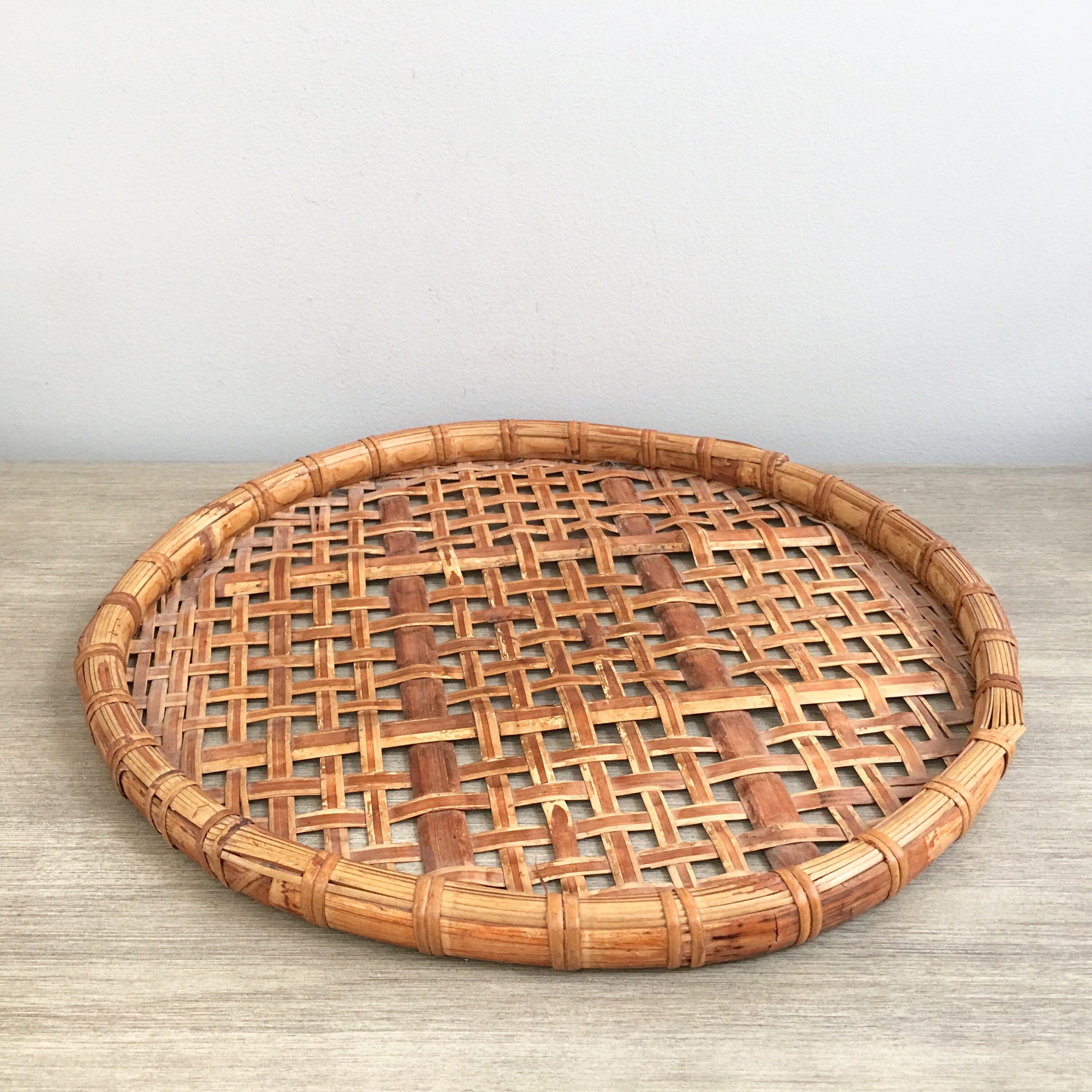 Vintage Woven Wall Basket 16 Round Winnowing Basket