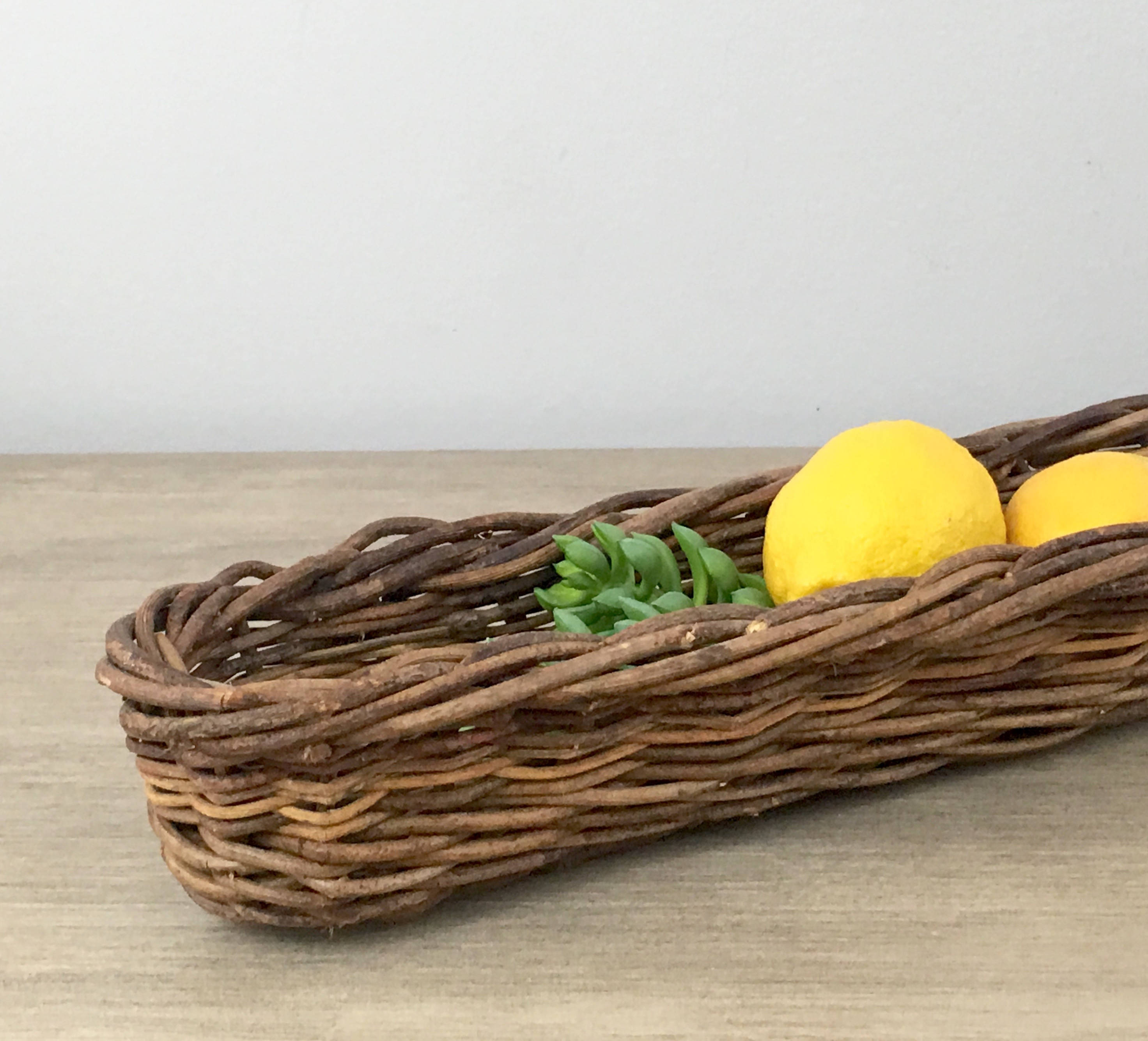 Long Vintage Willow Basket Narrow 30 Bread Basket French