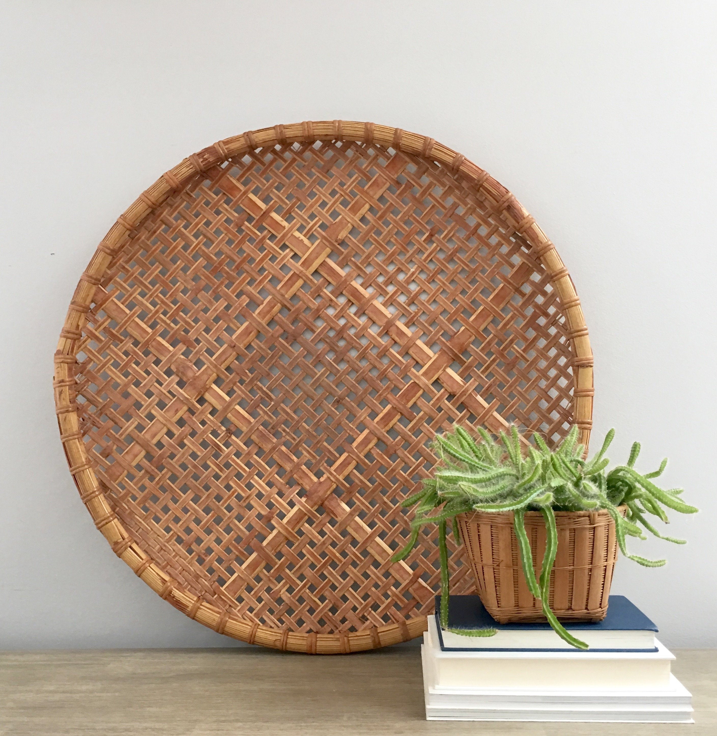 Large Winnowing Basket 27 Woven Bamboo Basket Open Weave