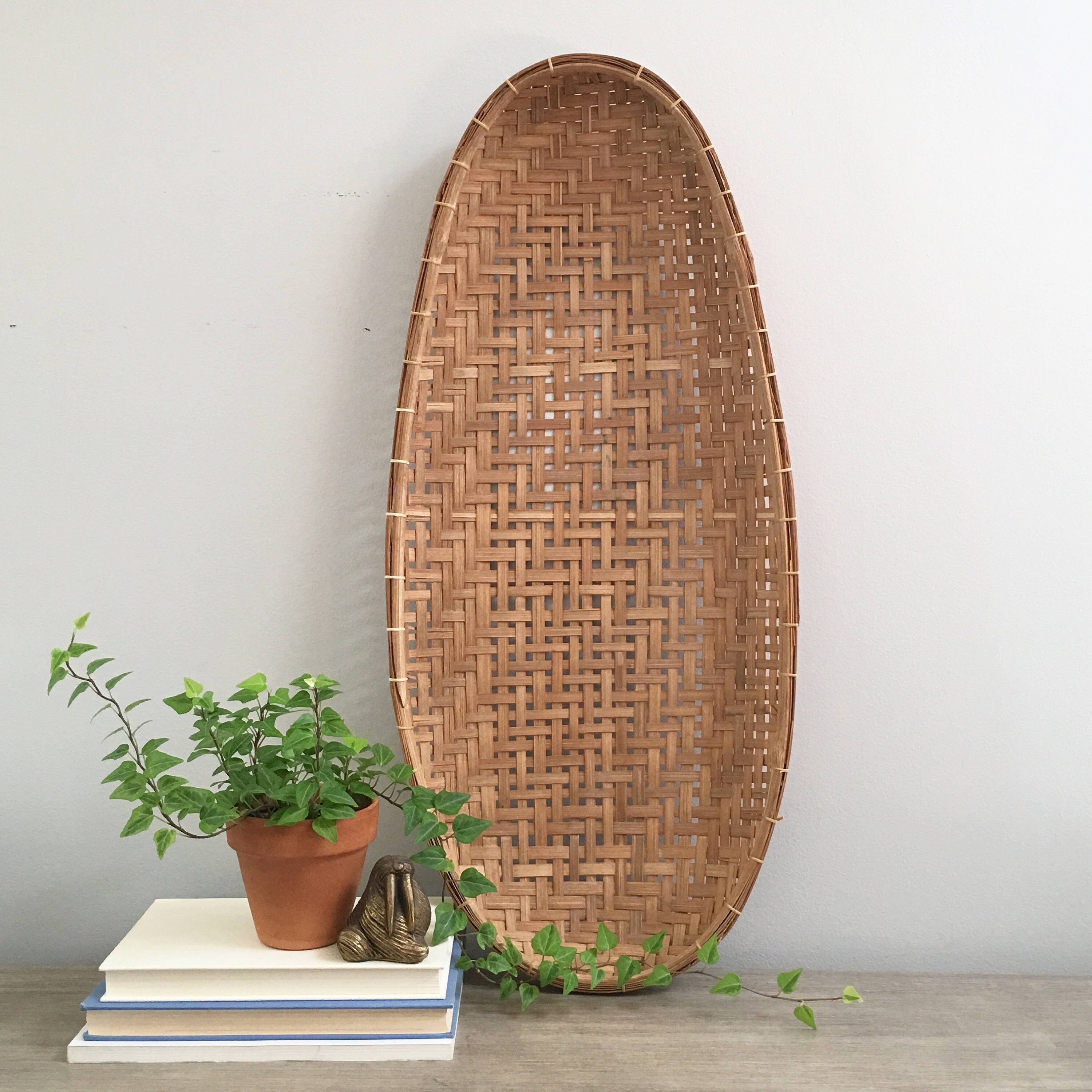 29 Woven Winnowing Basket Tray Large Oval Rattan Wall ...