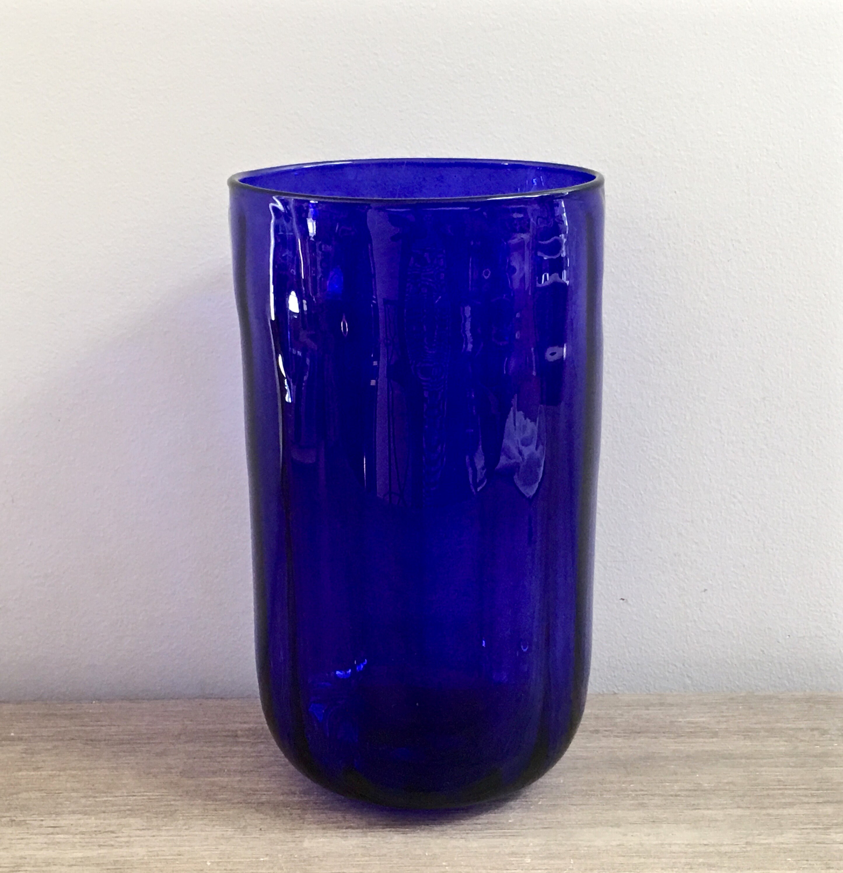 Large Cobalt Blue Glass Vase Tall Cylinder Art Glass Flower Branch Vase