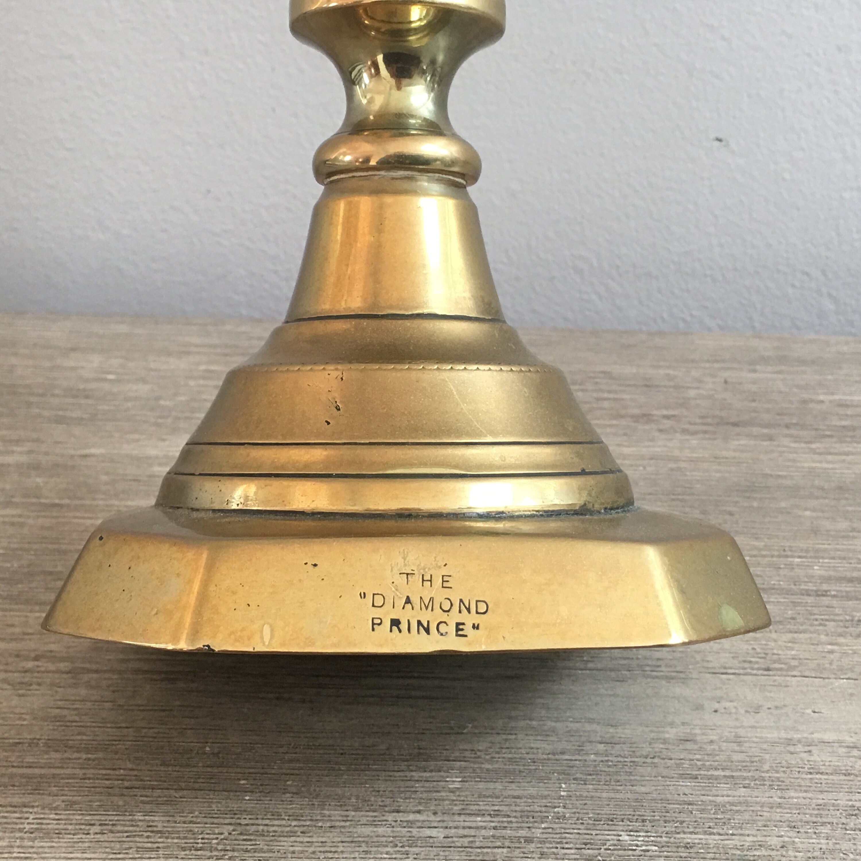 Antique Diamond Prince Brass Candlestick English James Clews and Sons