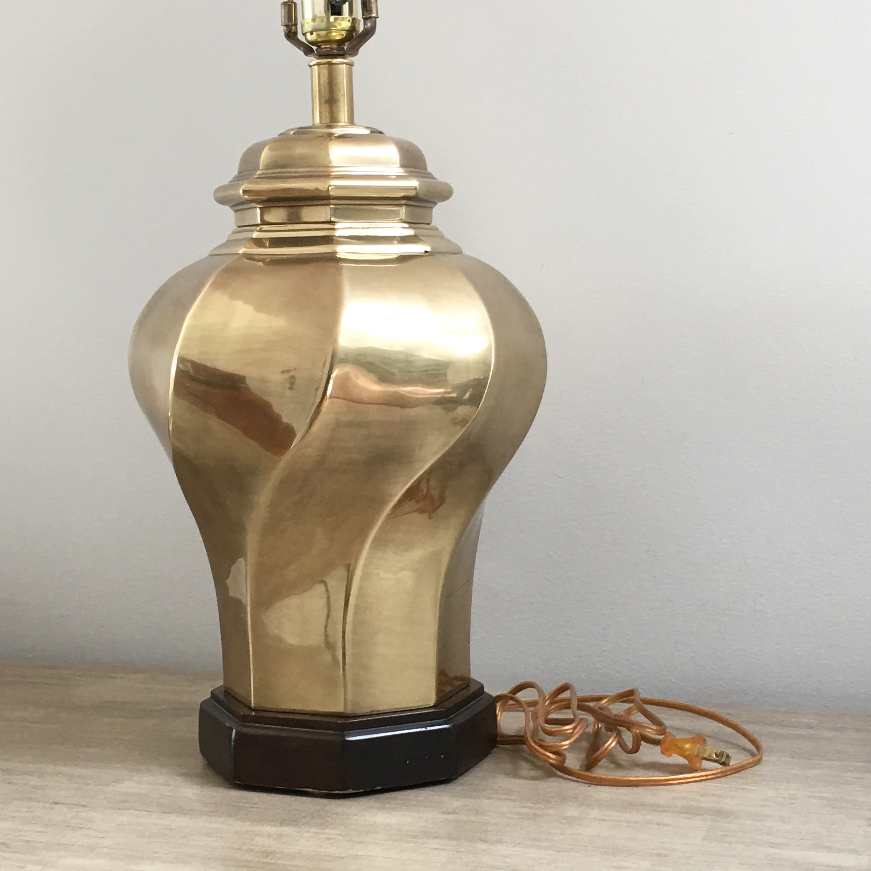 Vintage Brass Ginger Jar Lamp Gold Swirl Table Lamp ...