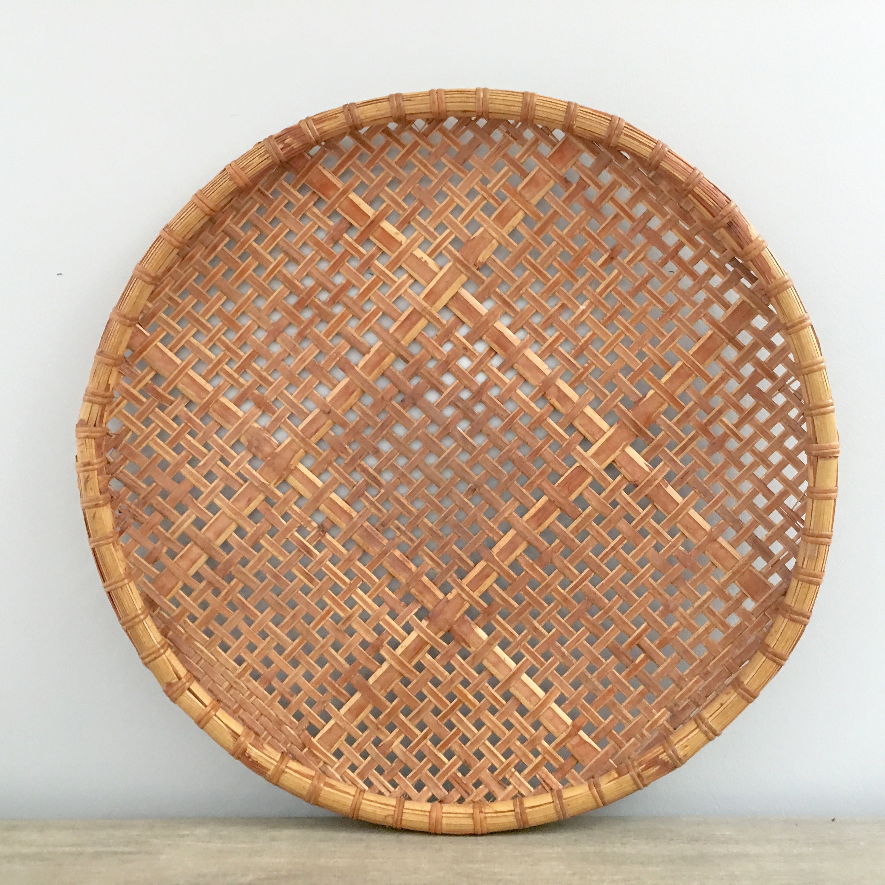 Large Winnowing Basket 27 Woven Bamboo Basket Open Weave