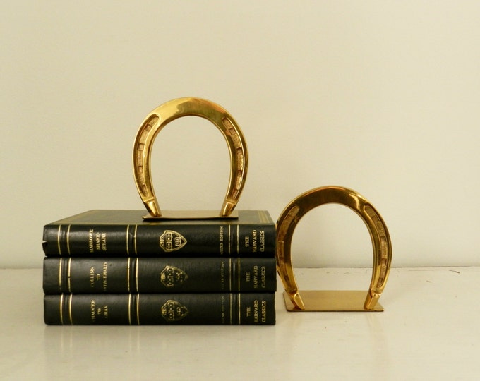 Vintage Brass Horseshoe Bookends Pair Equestrian Horse Brass Etsy