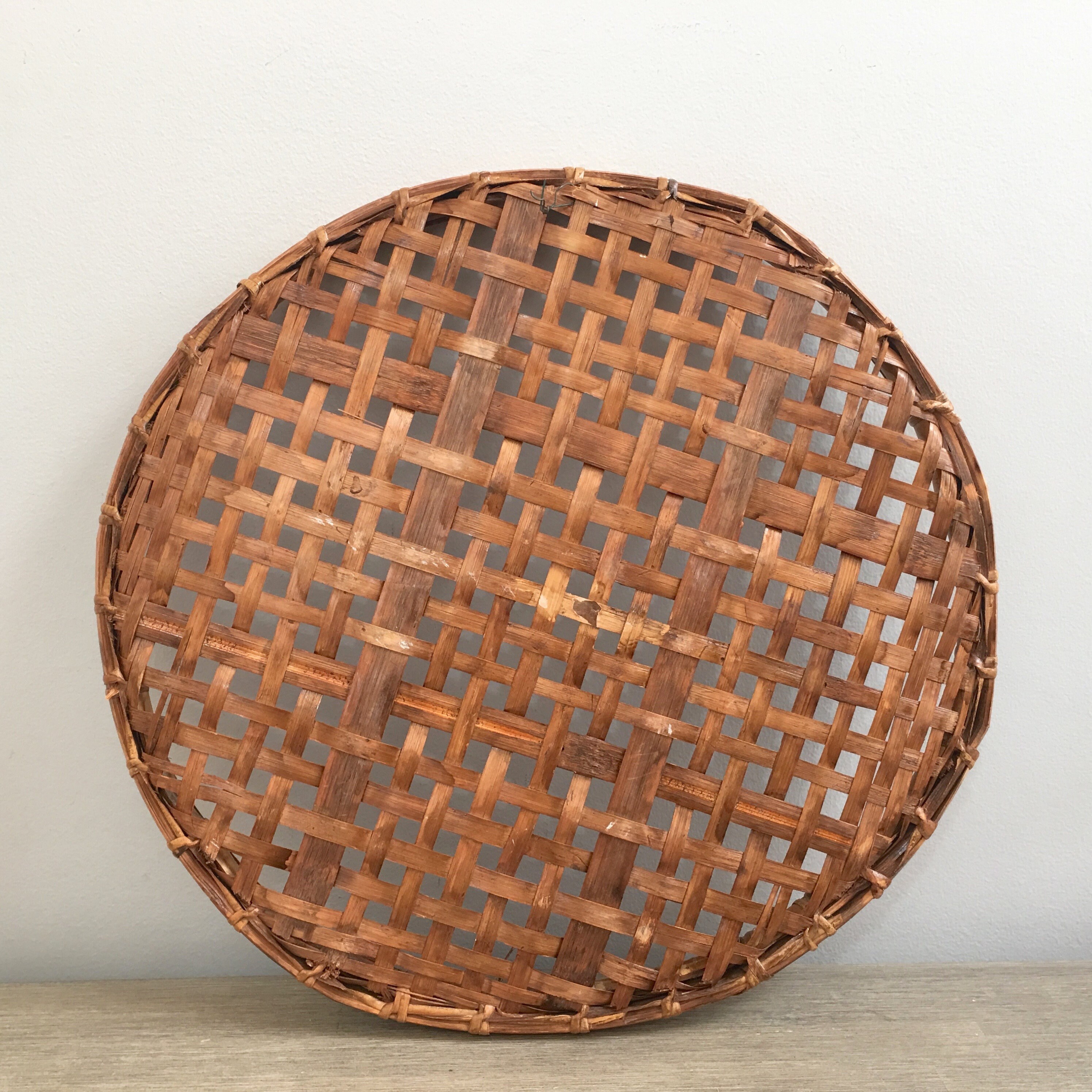 Vintage Woven Wall Basket 16 Round Winnowing Basket