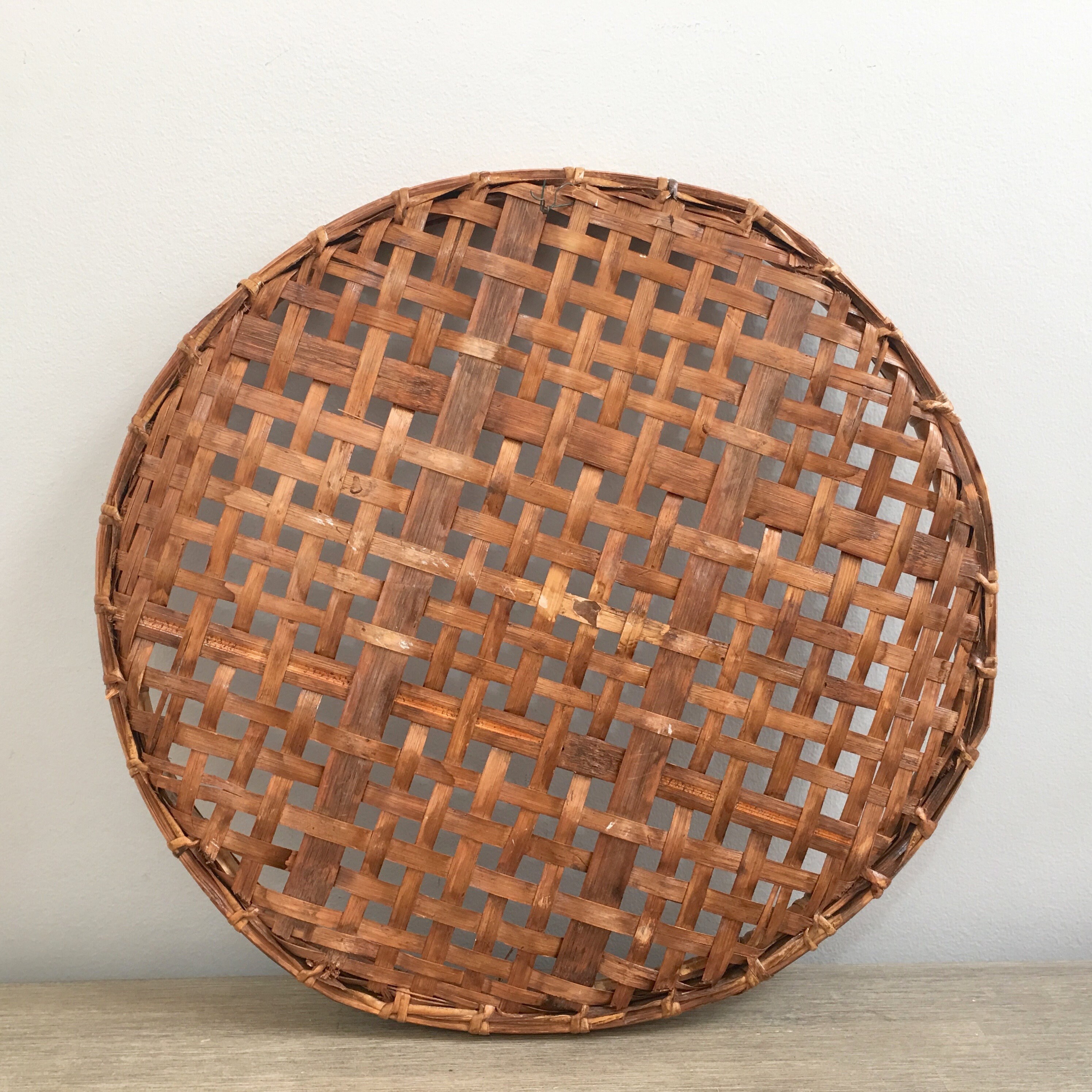 Vintage Woven Wall Basket 16 Round Winnowing Basket ...