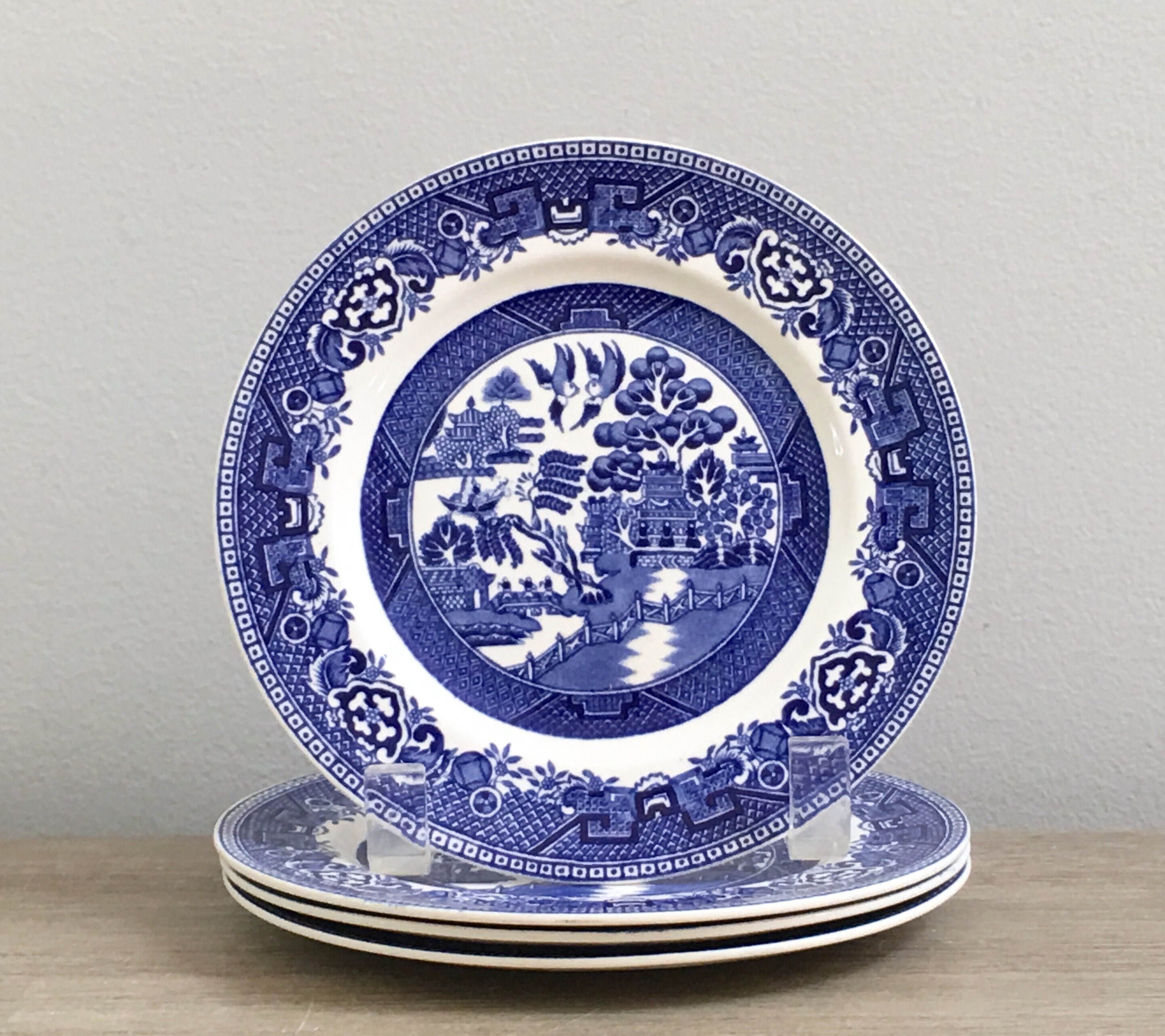 Alfred Meakin Old Willow Small Plates Set Of Four Blue Willow English China