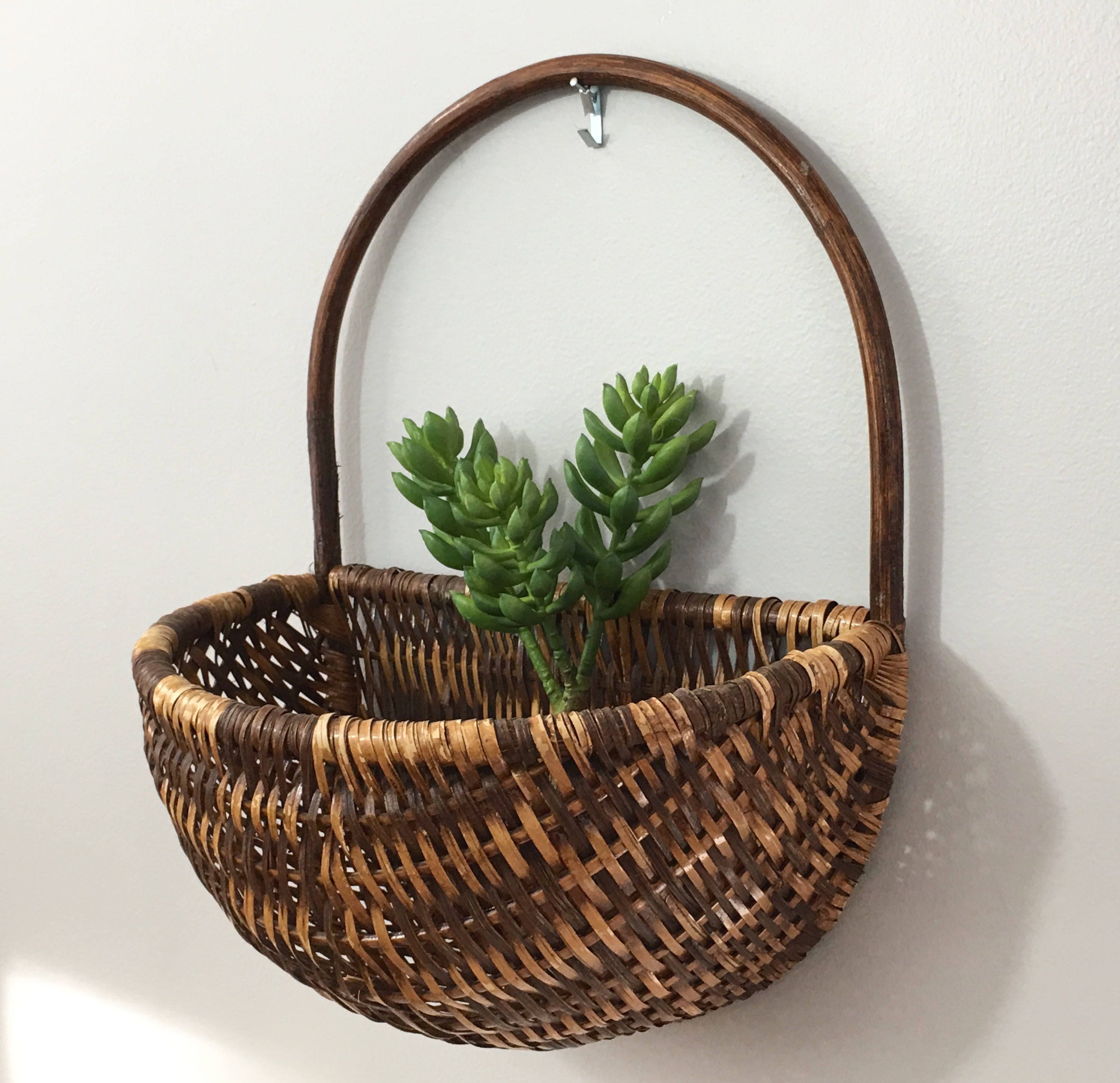 wicker basket hanging planter