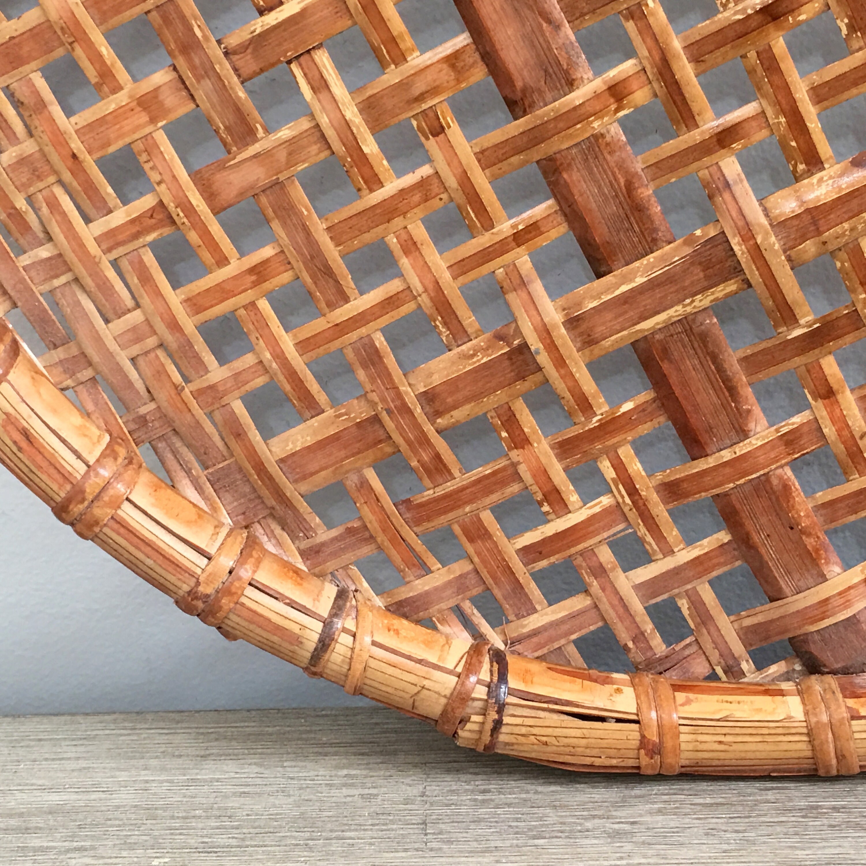 Vintage Woven Wall Basket 16 Round Winnowing Basket