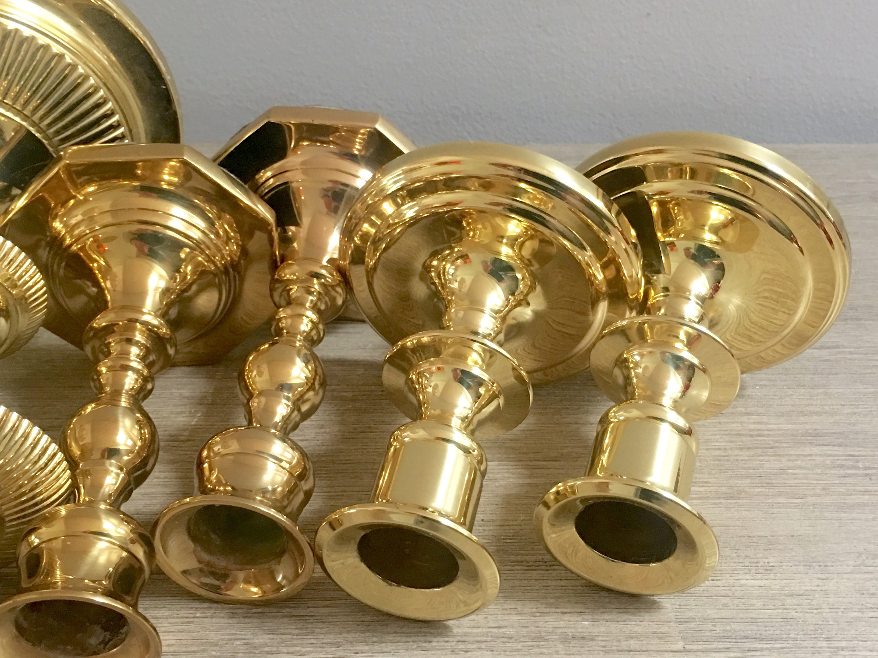 Baldwin Brass Candlestick Set of Seven Lacquered Brass ...