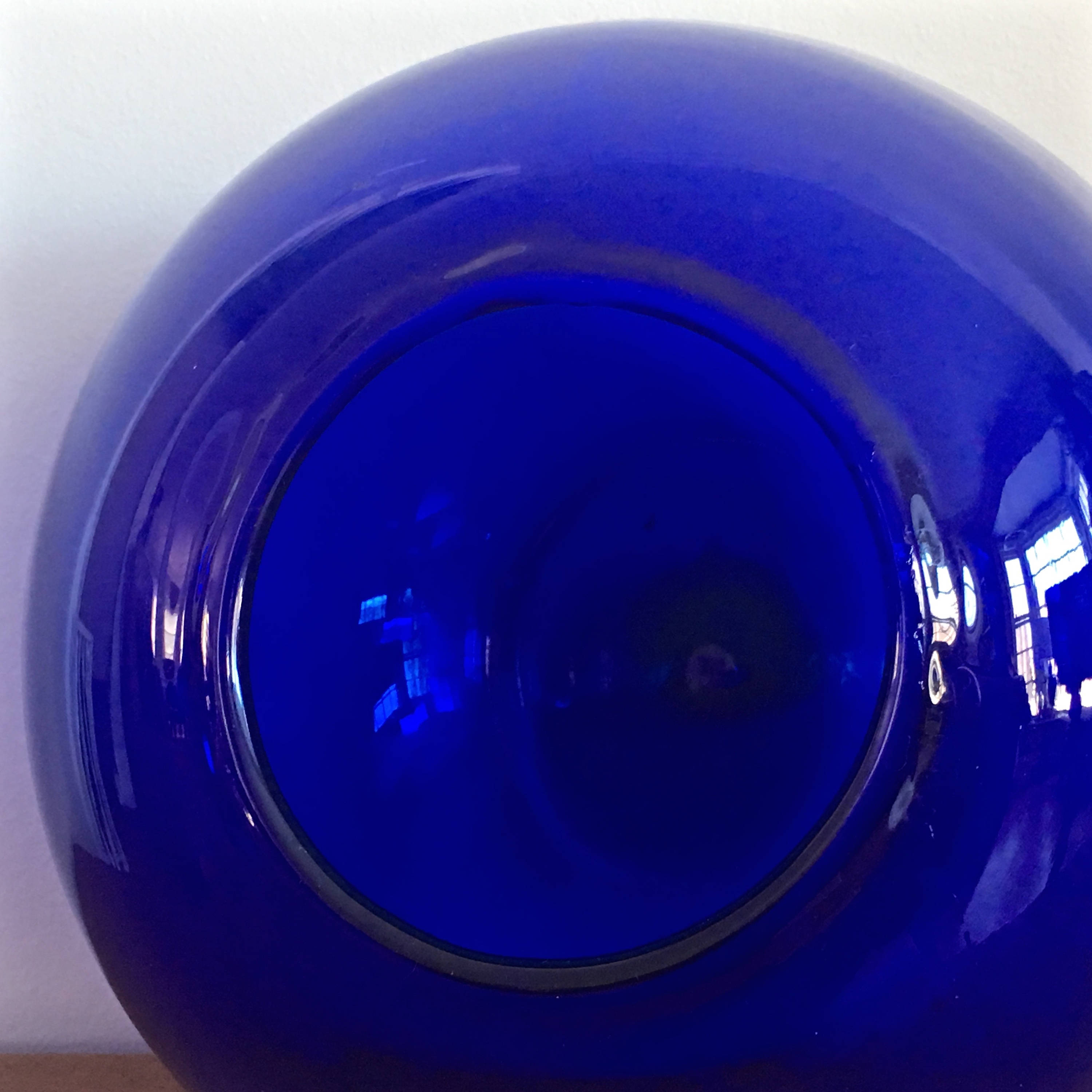 Large Blenko Cobalt Blue Glass Vase Don Shepherd Designed Orb Sphere