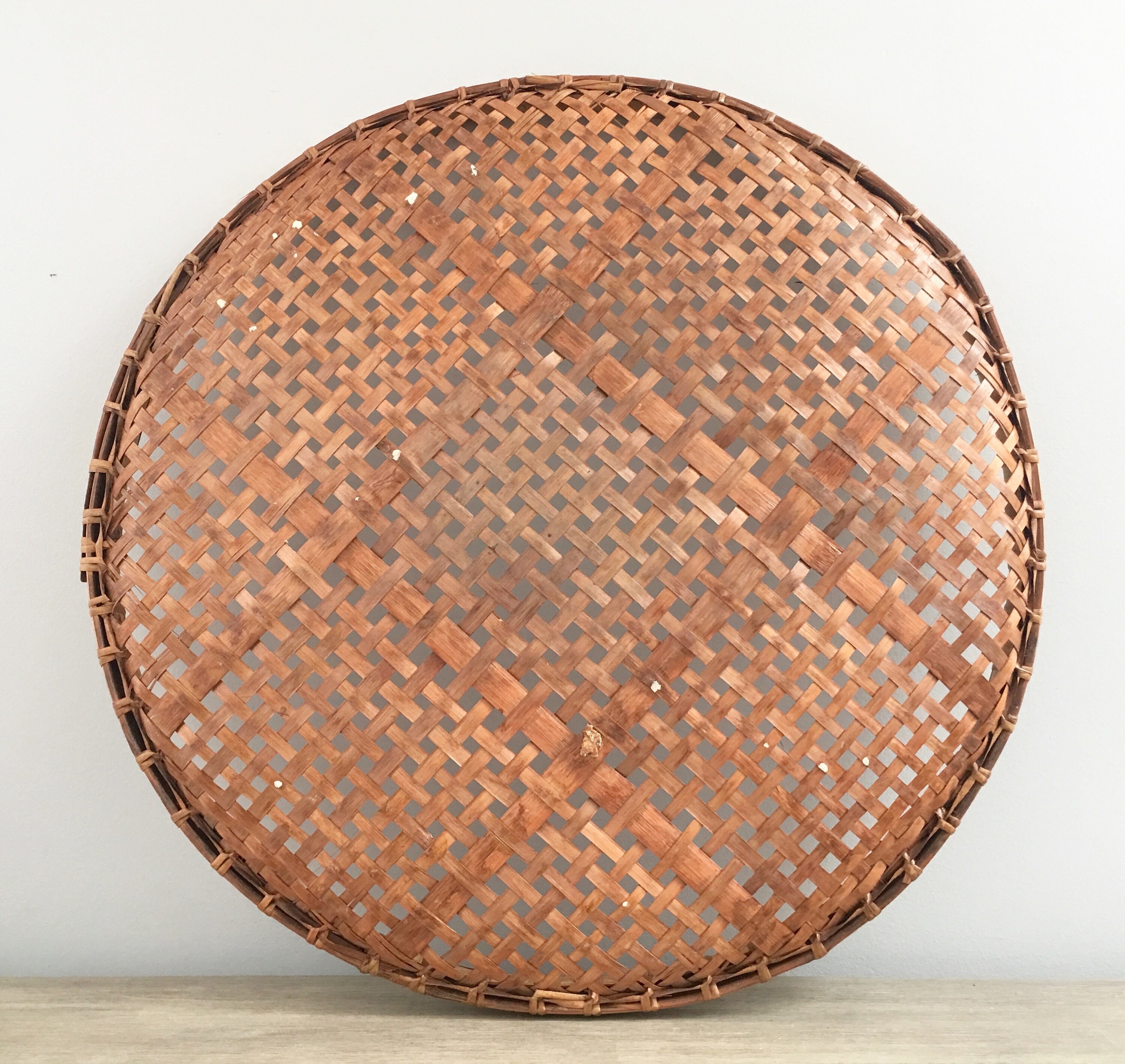 Large Winnowing Basket 27 Woven Bamboo Basket Open Weave