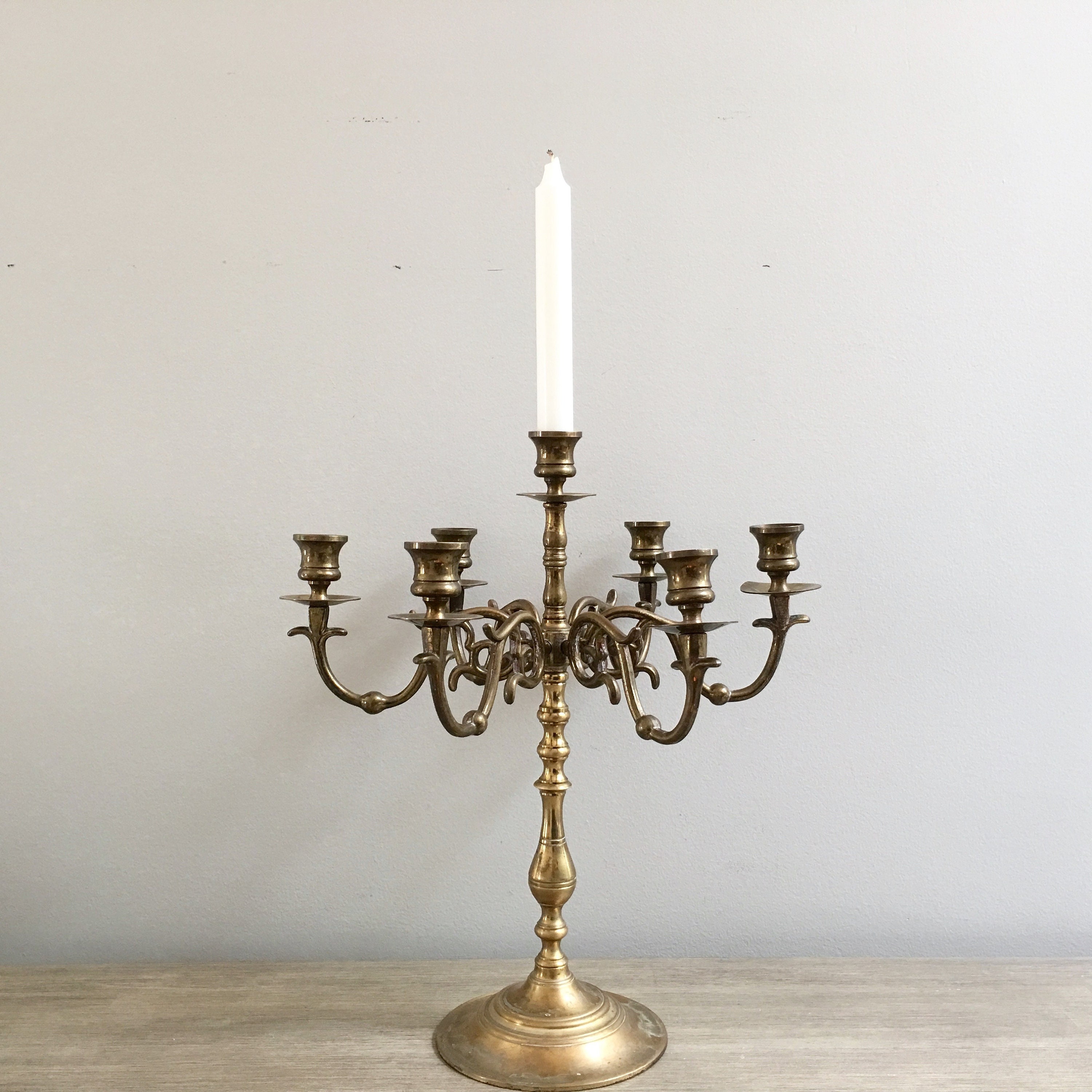 Brass Candelabra 7 Arm Candle Holder Centerpiece Farmhouse Wedding