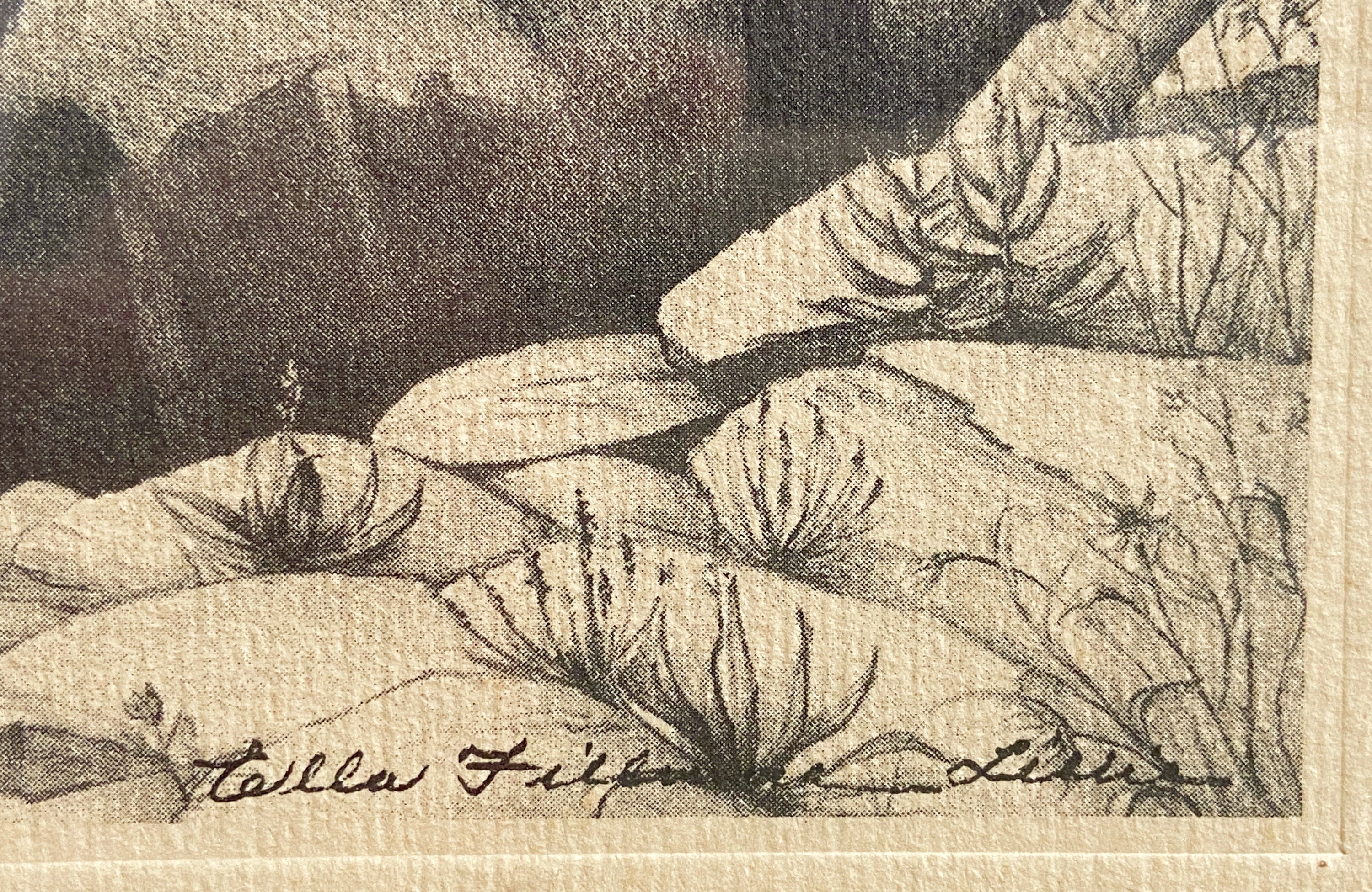 Small Seascape Print Vintage Coastal Drawing Signed Gallery Wall Art