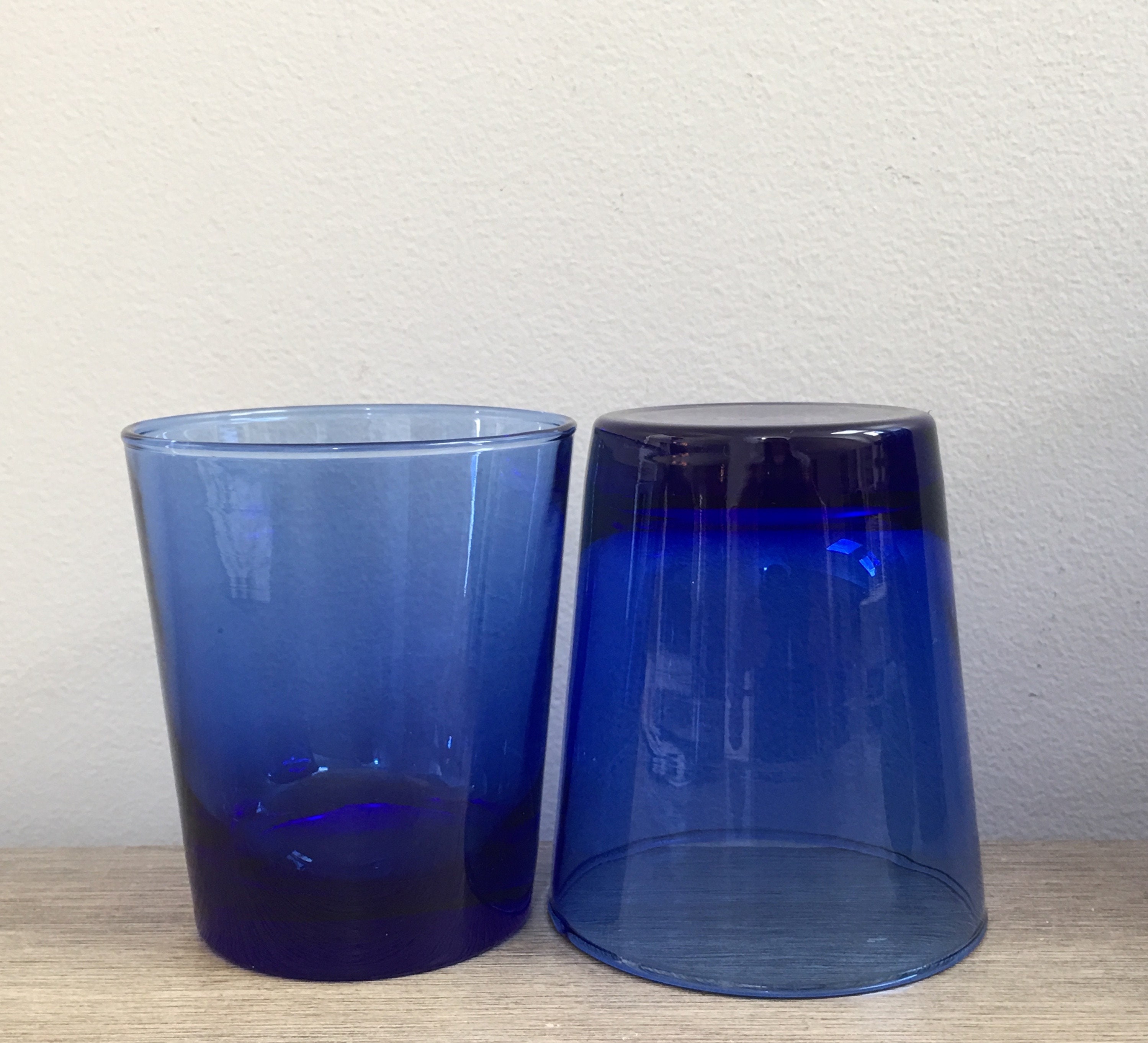 vintage blue drinking glasses