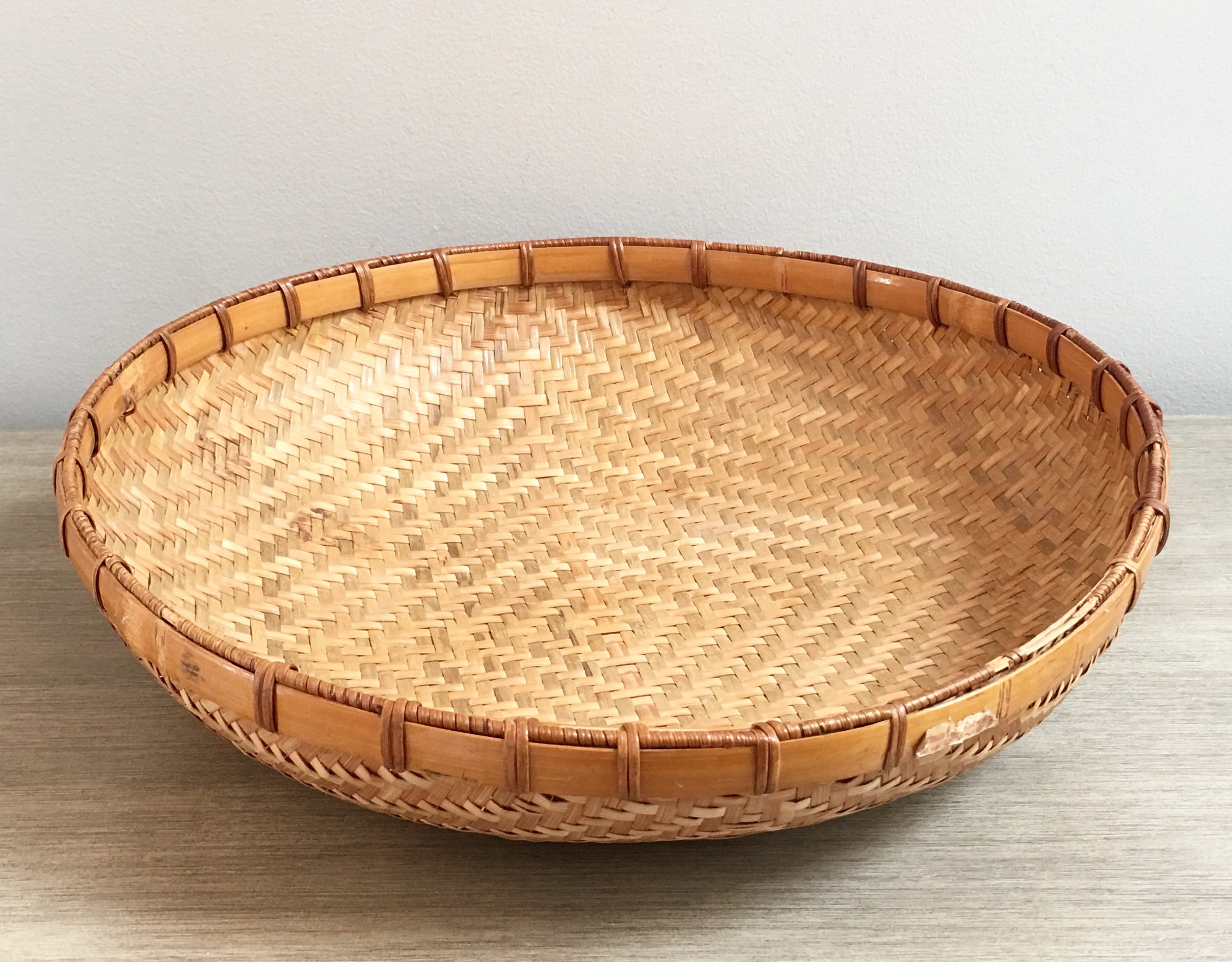 Round Winnowing Basket 17 Shallow Wall Basket Coastal
