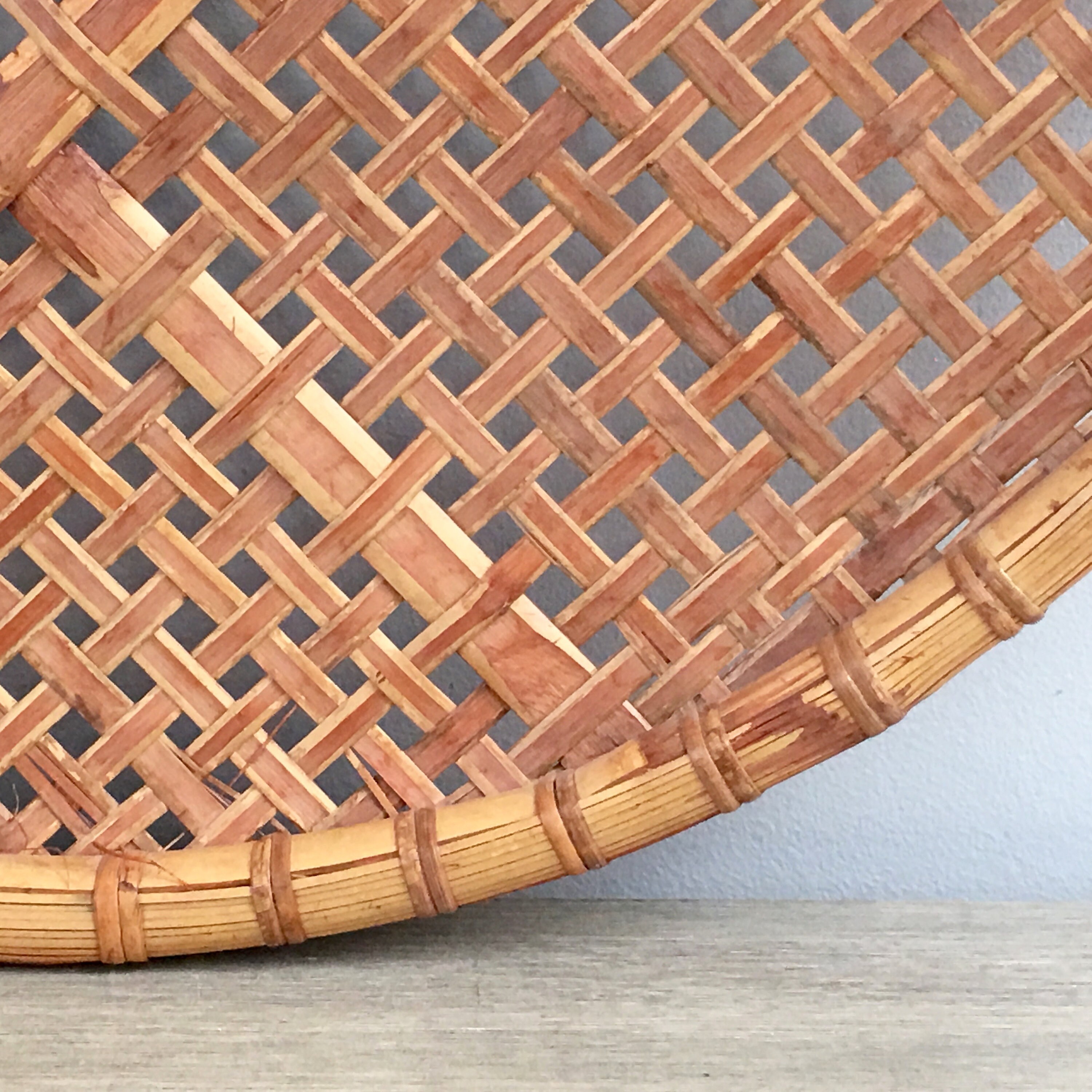 Large Winnowing Basket 27 Woven Bamboo Basket Open Weave